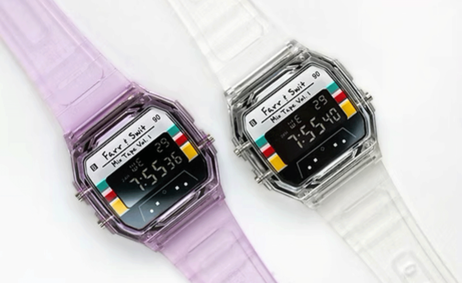 pink and white watch