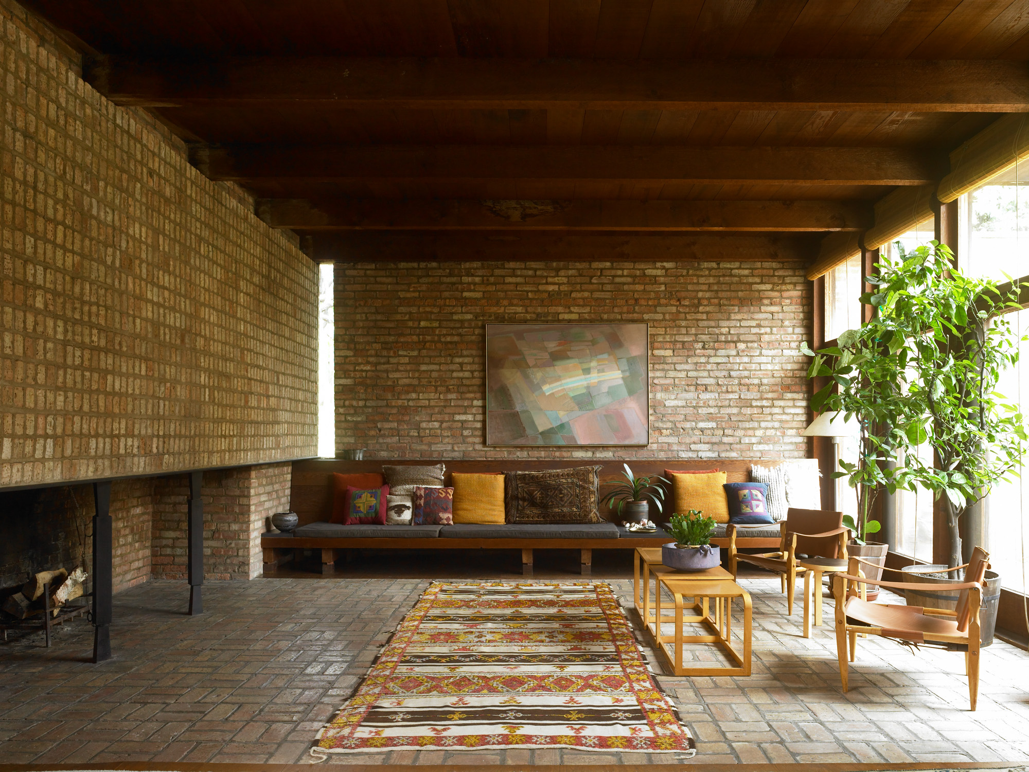 Paul Schweikher house, a midcentury, low volume with brick walls